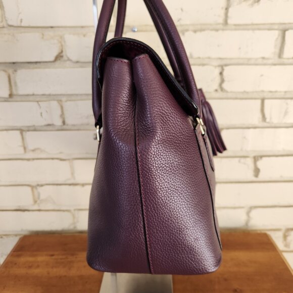 Kate Spade Burgundy Leather Nicola Chester Handbag Satchel Purse - Picture 3 of 14